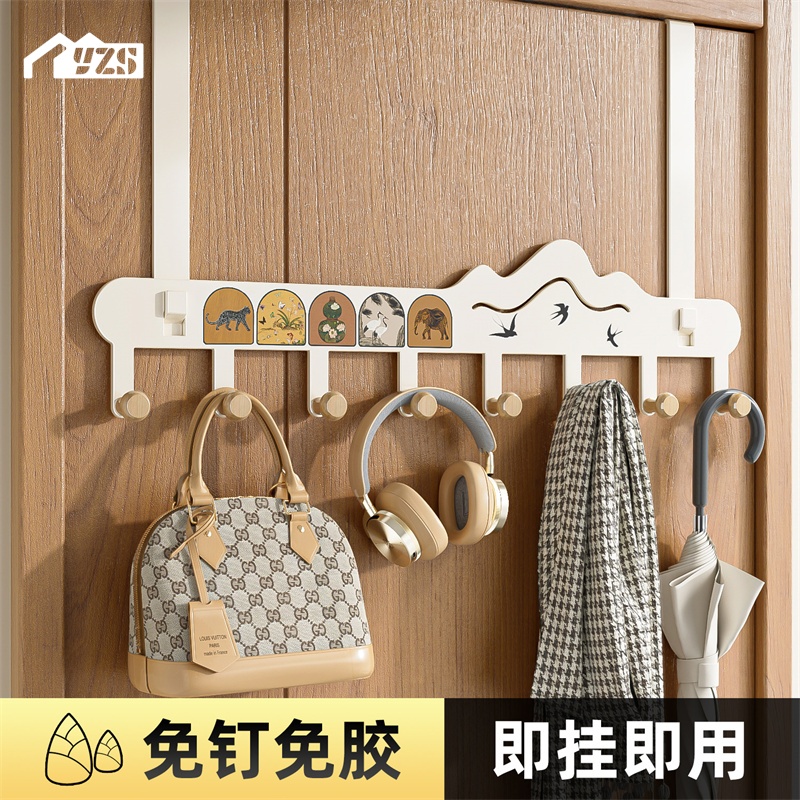 中古风悬挂挂钩玄关入户门后挂衣架墙上衣服包包收纳装饰挂衣钩