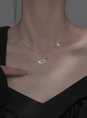 生日礼物送女友环环相扣S999纯银锁骨项链女士2025年新款轻奢小众