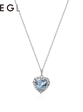 ZEGL海洋之心项链女款小众爱心925纯银锁骨链生日七夕礼物送女友