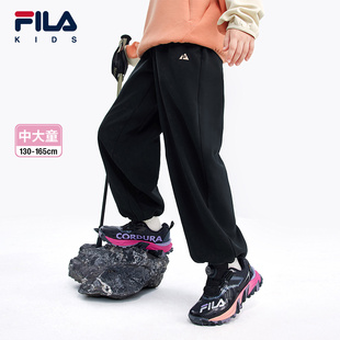 女童中大童松紧阔腿裤 FILA斐乐童装 新款 2024秋冬季 儿童加绒长裤