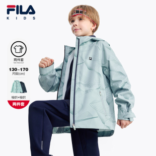 儿童外套2024秋冬新款 FILA斐乐童装 男大童上衣两件套 斐护科技
