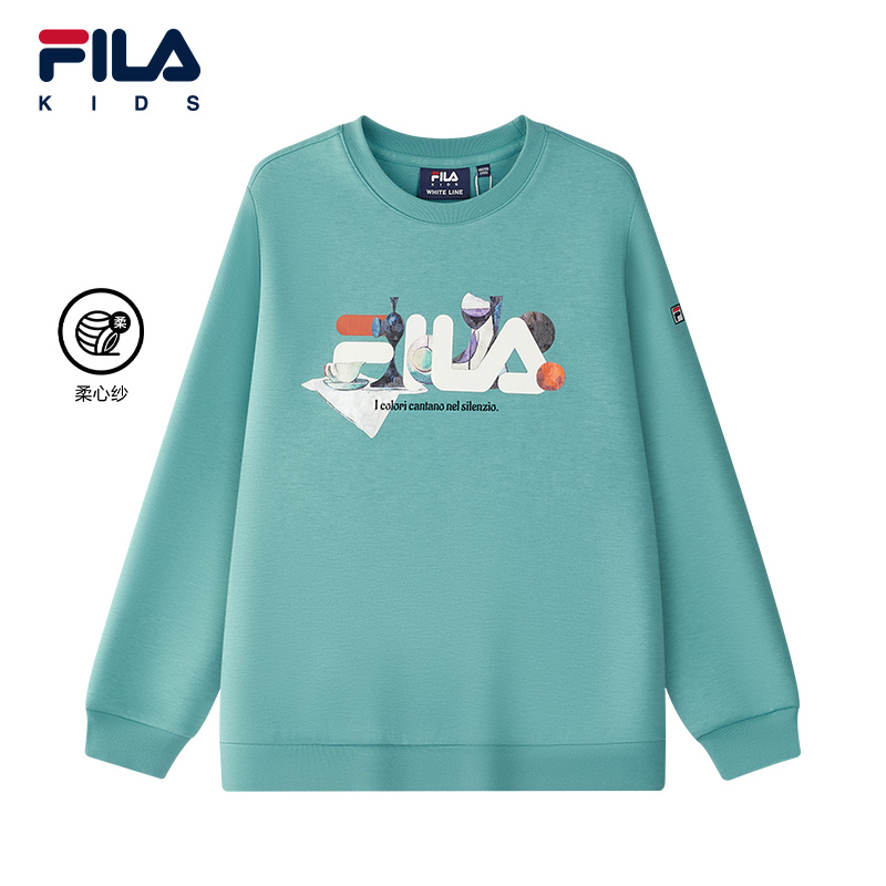 FILA斐乐儿童童装卫衣2025年秋季新款男中大童宽松圆领针织套头衫