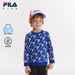 小童长袖 FILA斐乐儿童上衣2024春秋新款 男童套头卫衣 液氨整理