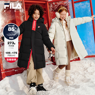 【极寒雪宝】FILA斐乐儿童羽绒服长款2025冬季男女童防水加厚外套