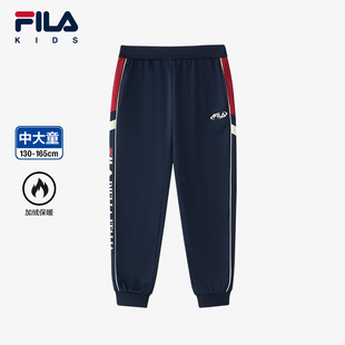 新款 2024冬季 运动裤 男中大童裤 FILA斐乐童装 子秋冬款 儿童加绒长裤