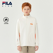 新款 FILA斐乐儿童童装 卫衣2025年冬季 男童中大童运动加绒套头上衣