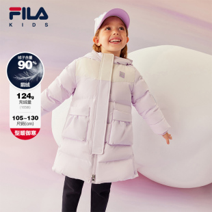 保暖舒适羽绒服潮 小童女童长款 FILA斐乐童装 儿童外套2024秋冬款