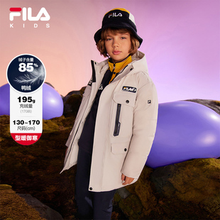 连帽羽绒服 中大童男童保暖舒适中长款 FILA斐乐童装 儿童2024冬款