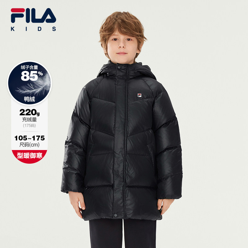 FILA 斐乐童装儿童羽绒服2025冬季款男女童休闲连帽中长款外套,童装/婴儿装/亲子装,羽绒服,淘宝优惠券,粉丝福利购,淘宝优惠卷