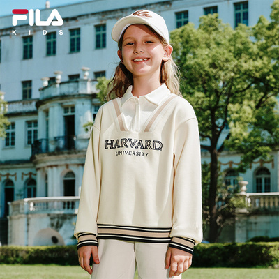 FILA X HARVARD哈佛联名童装卫衣2025年秋季新款女童学院风上衣