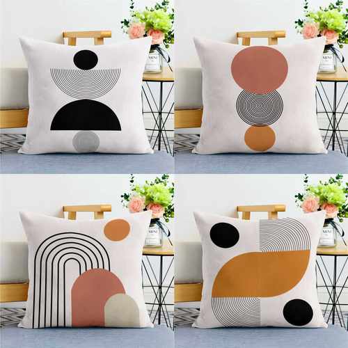 北欧黑白线条千鸟格沙发靠垫