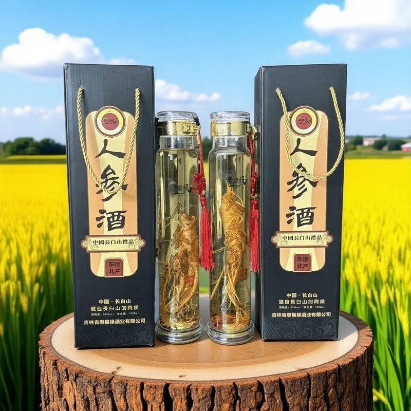 长白山特产人参酒52度粮食酒实养生配制酒