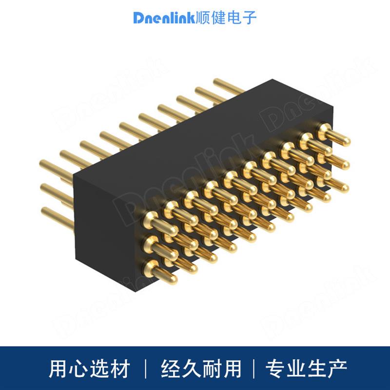 工厂pogopin弹簧针连接器1.27mm公座H4.0三排180度电源信号弹针