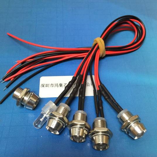 3-6V12V24V带线灯座5mm焊线自闪烁七彩快闪LED灯珠发光二极管8mm