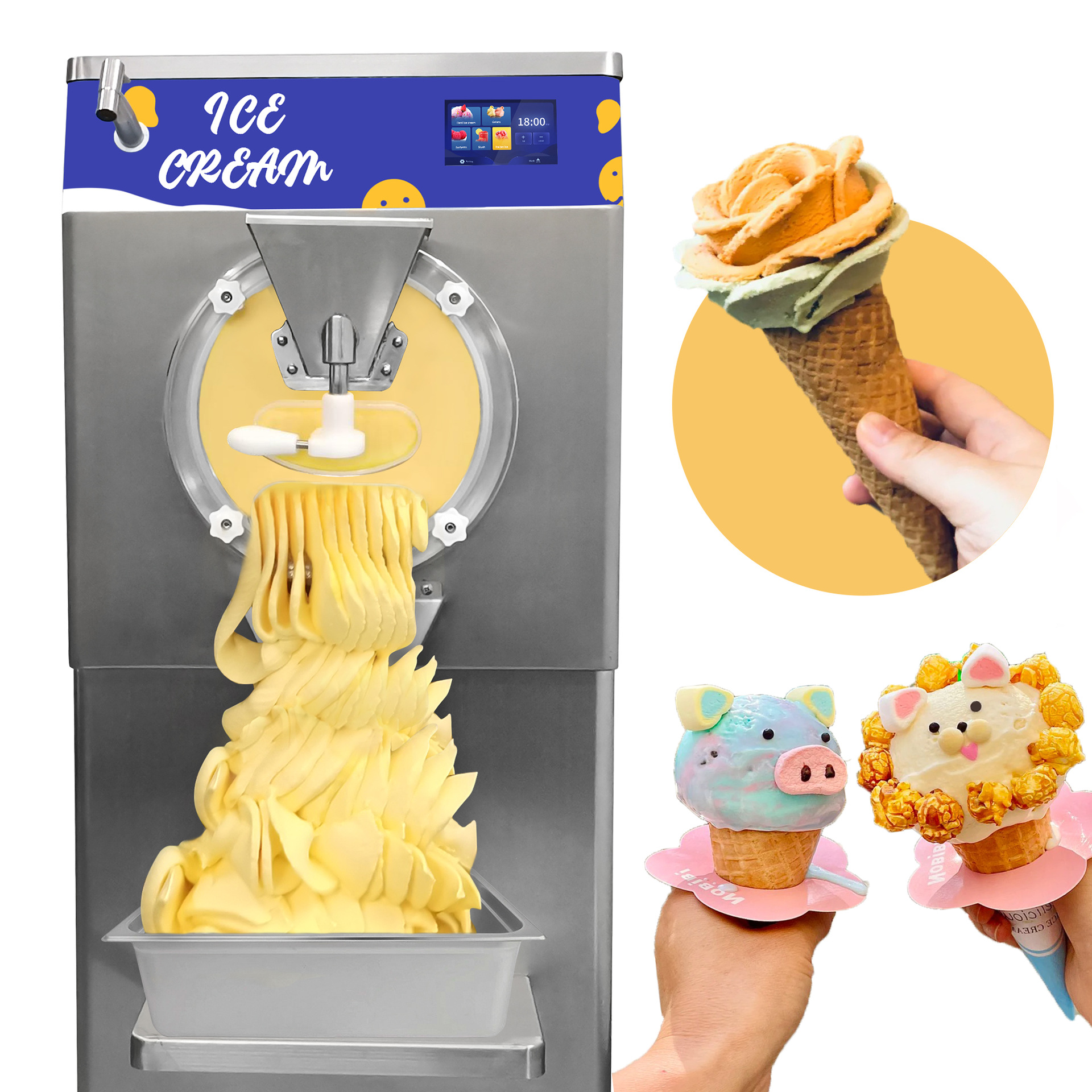 48升立式硬质冰激凌机不锈钢硬冰机高档哈根达斯冰淇淋源头厂家