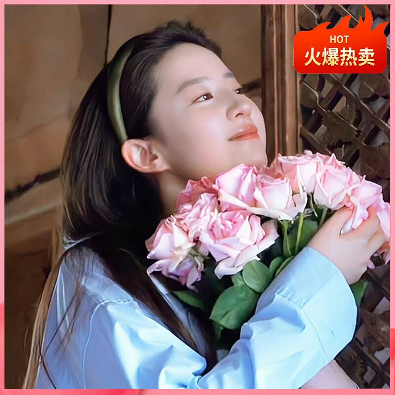 刘亦菲同款手捧花粉色荔枝高档绒布玫瑰花假花仿真花客厅花瓶摆花