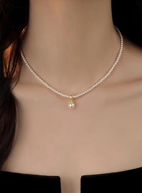 chomelkinsey小米珠珍珠吊坠颈链女轻奢小众百搭高级感锁骨链项链