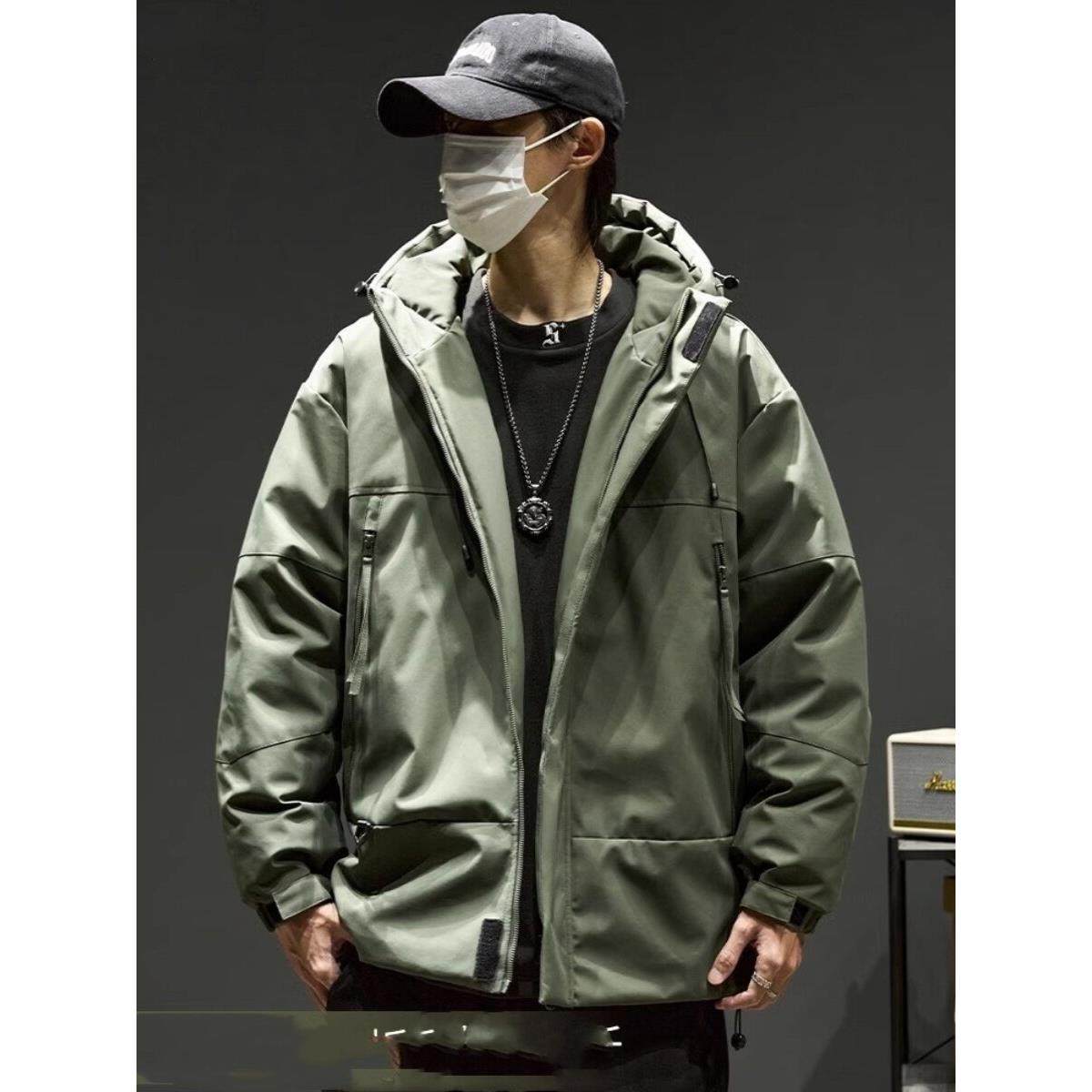 コーデュイの潮牌羽绒服男冬季连帽冲锋衣男生轻薄白鸭绒休闲外套