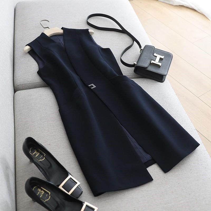 女士高端洋气无袖小西装职业外套女2025春秋新款修身中长马甲背心