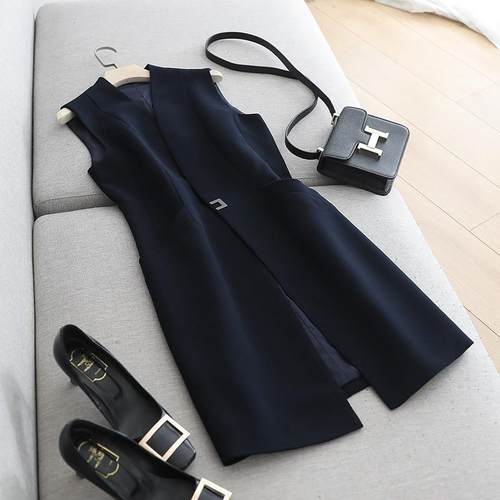 女士高端洋气无袖小西装职业外套女2025春秋新款修身中长马甲背心