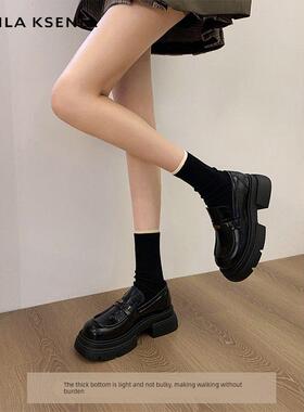 CAMILA KSENIA官方店2025新款秋冬季乐福鞋女厚底英伦风小皮鞋