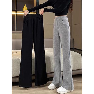 高腰微喇裤女秋冬2025新款爆款窄版阔腿休闲裤子小个子拖地喇叭裤