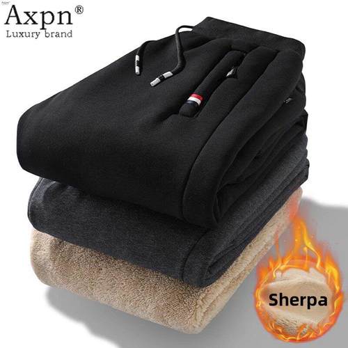 彷羊羔绒卫裤男2025冬季新款加绒加厚弹力运动束脚男士休闲长裤子