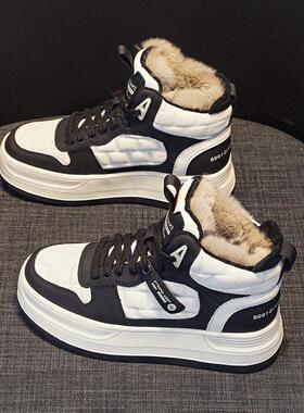 保暖锁温~LW-Changer 真皮兔毛雪地靴女冬季加绒加厚保暖棉鞋板鞋