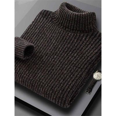 高级感冬季加厚高领毛衣男高弹力纯色羊毛衫保暖针织衫内搭打底衫