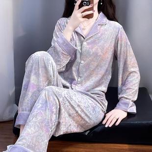 家居服套装 长袖 Gtra」水墨彩丝绒睡衣女秋冬季 姐妹局欢乐「Daily