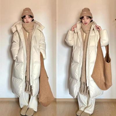 法国Rouje Moaks羽绒服女超长款过膝2024年冬季90白鸭绒宽松外套