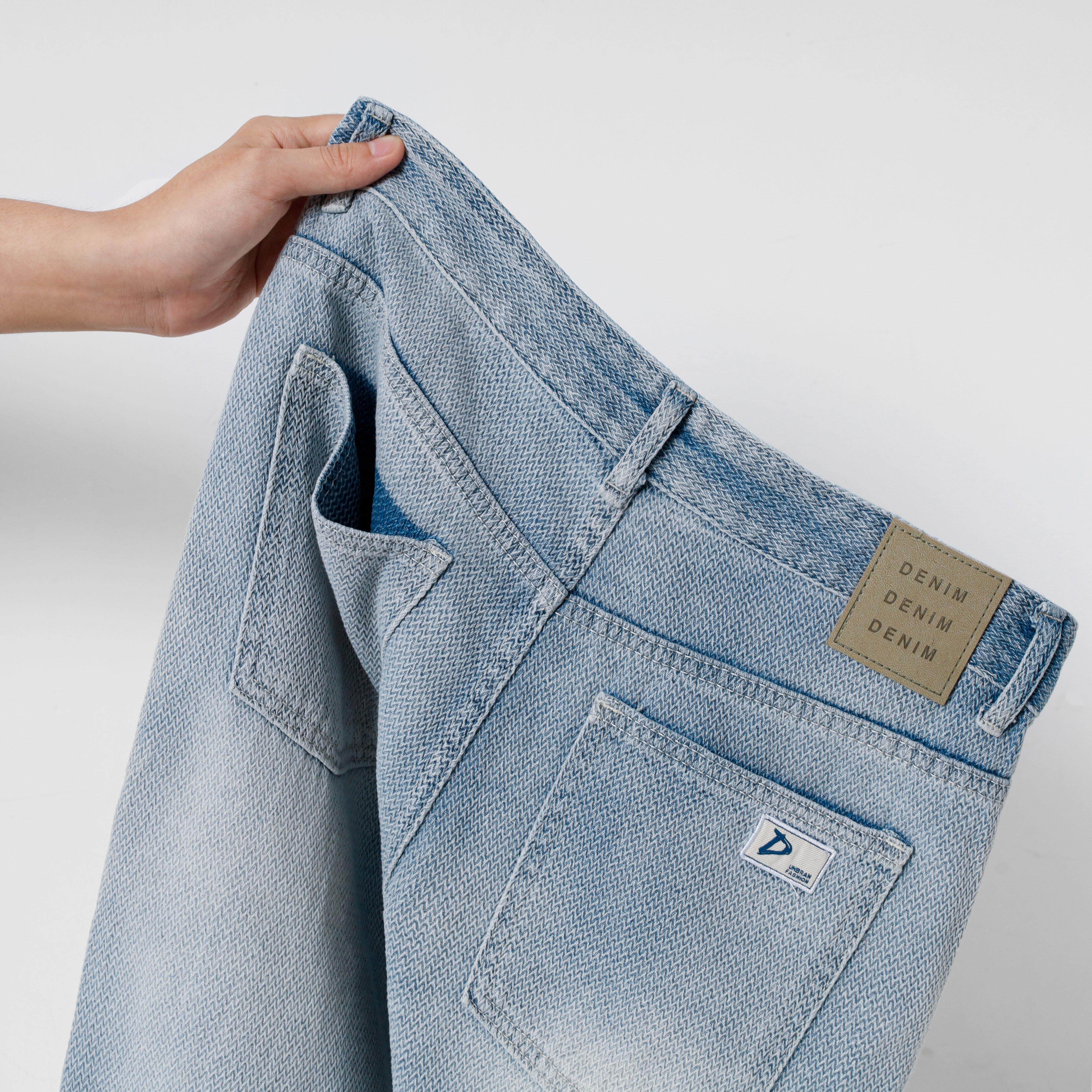 VSEAZMA耐看时尚又百搭！洗水星空纹直筒牛仔裤男宽松休闲长裤女