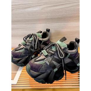 松糕厚底拼色百搭休闲鞋 女2025秋冬新款 女 网红炸街老爹鞋 网红爆款