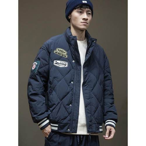 潮牌it neith BIAS美式冬季鸭绒薄款羽绒服男大码夹克棒球服外套