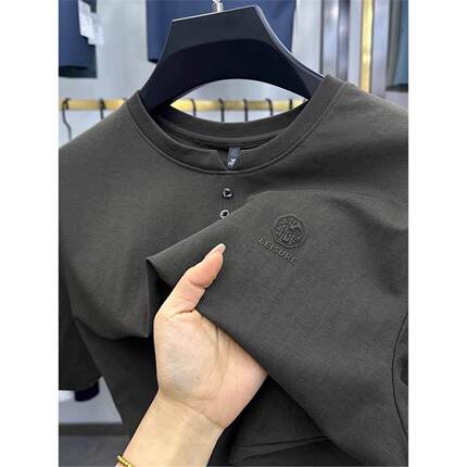 高端中国风男士亚麻棉麻短袖T恤大尺码圆领/V领休闲 汗衫