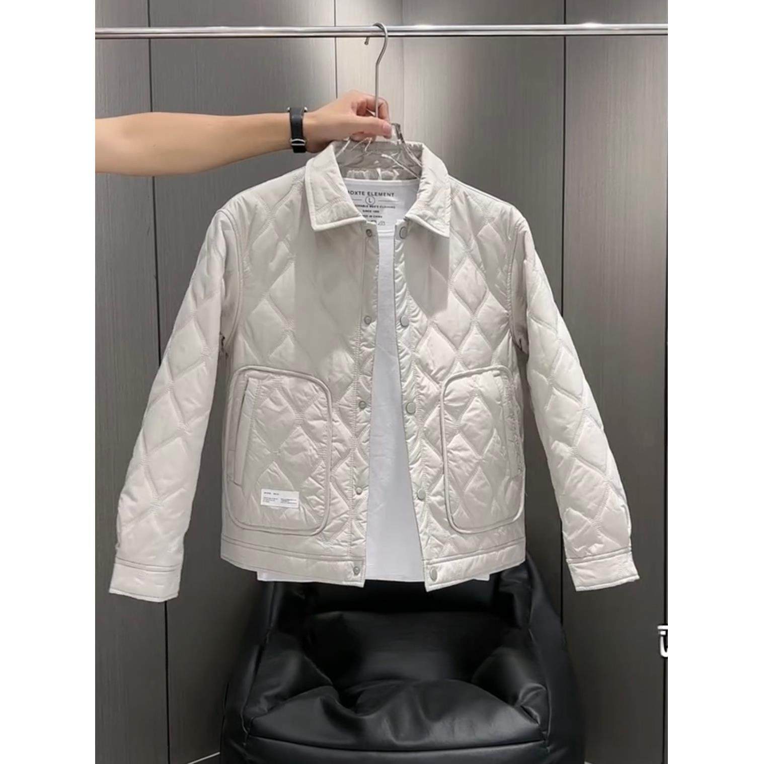 秋冬修身男士翻领夹克工装2025新款休闲韩版百搭青年外套保暖棉衣