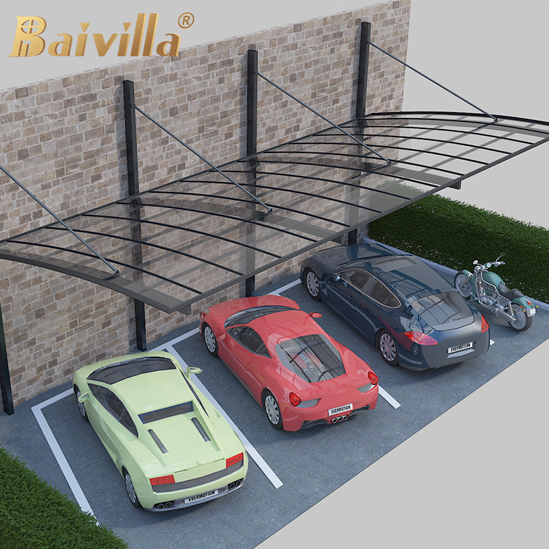 家用轿车别墅小区单边车棚PC耐力板户外铝合金汽车停车棚户外雨棚
