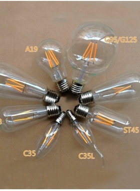 爱迪生灯泡 led蜡烛灯 2W 4W复古仿钨丝灯丝灯 E27螺口