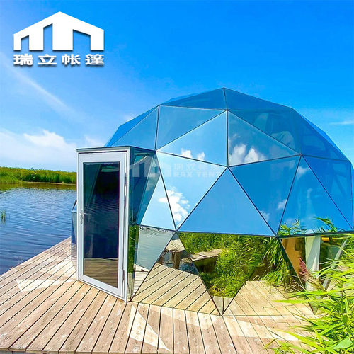 6米全透明蓝色玻璃星空房户外景区旅游露营球形帐篷酒店网红民宿