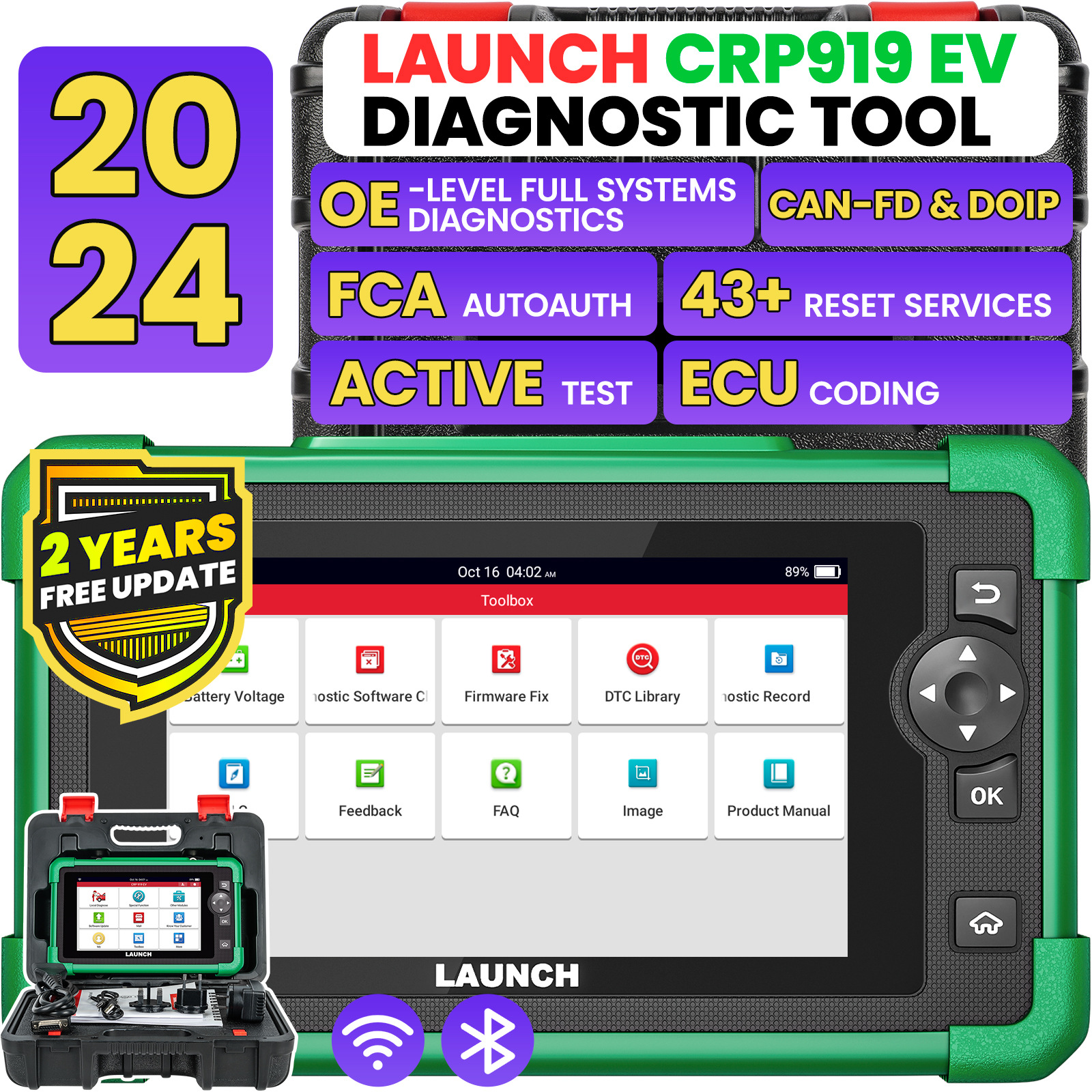 LAUNCH CRP919E 汽车新能源诊断仪支持Doip和CAN FD协议多语言OBD