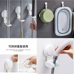 厂家直供创意挂钩免打孔脸盆拖把花洒毛巾挂钩强力真空吸盘挂钩