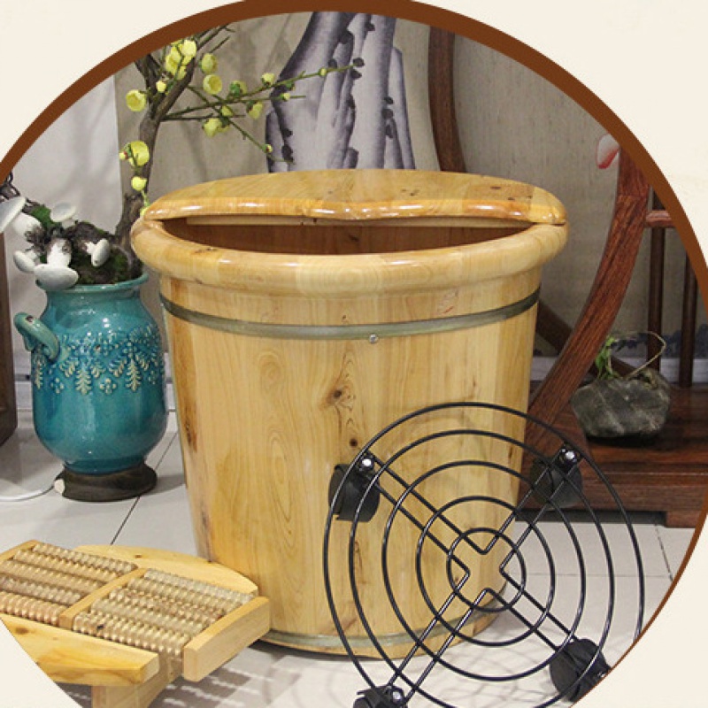 40cm香柏木质泡脚桶过小腿家用熏蒸洗脚木桶保温足浴桶洗脚盆