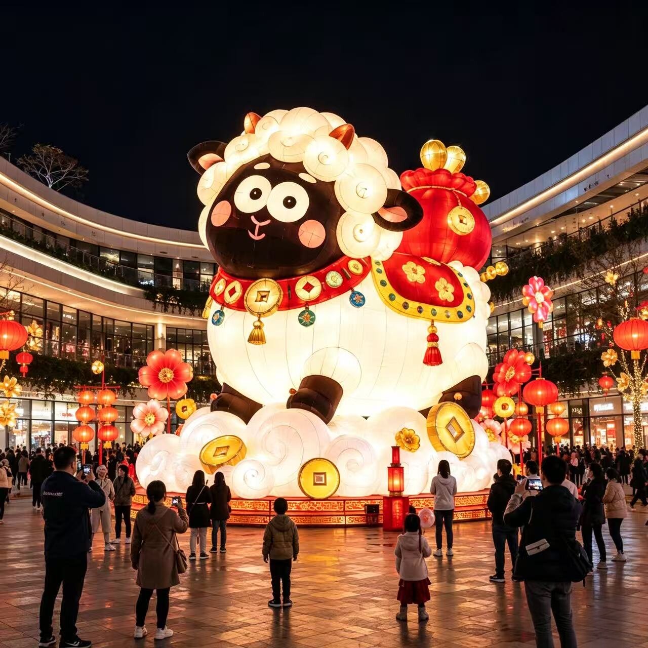 户外发光小羊充气卡通气模商场景区游乐园引流打卡羊年美陈设摆件