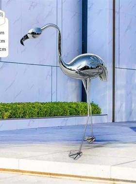 不锈钢鸟丹顶仙鹤白鹭雕塑金属售楼部处公园林水池景装饰摆件户外