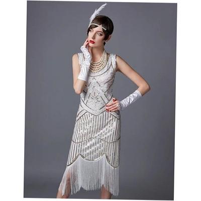 Flapper Dress 20s Sequin Beaded Fringed Great Gatsby Dress