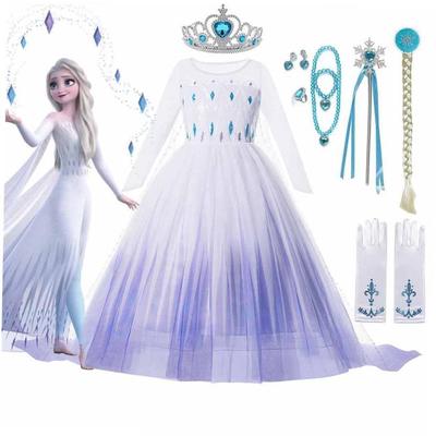Frozen 2 Costume for Girls Princess Elsa Dress Xmas White Ba