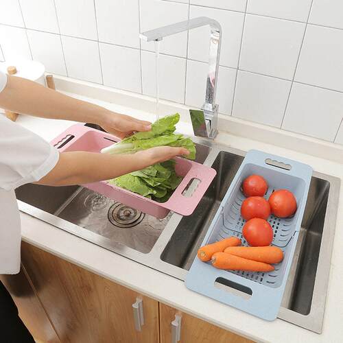 Dish Drainer Sink Drain Basket Washing Vegetable Drying Rack