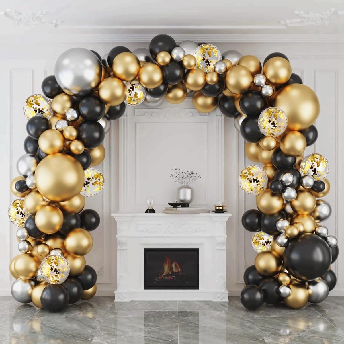 Black Gold Balloon Garland Arch Kit Confetti Latex Balloon H