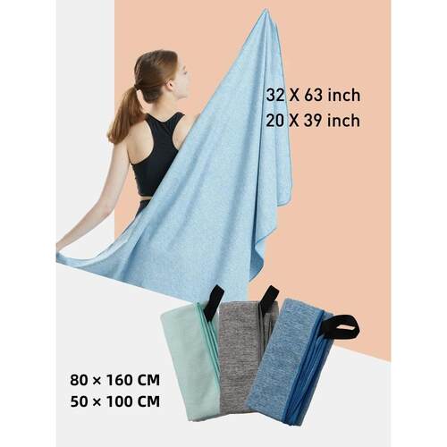 Microfiber Quick Dry Gym Towel Silver ION OdorFree Absorbent