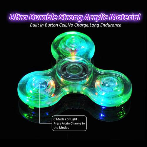 LED Light Up Fidget Spinner Luminous Finger Toy Hand